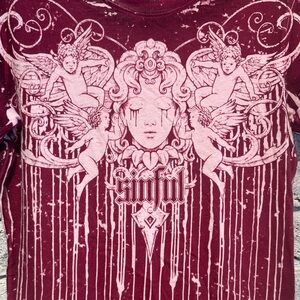 Sinful Affliction Graphic Tee with Angelic Design